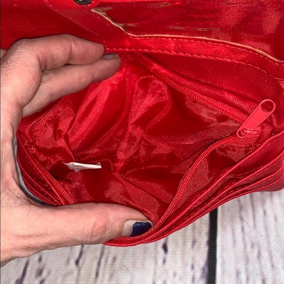 2 pieces: Red & Black Stripe Circle Skirt Small & pleather red stud clutch purse - Picture 11 of 11